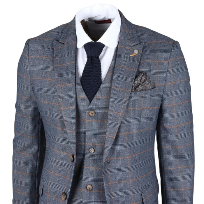 Herren-Blazer, Marineblau, kariert, klassischer Sportmantel, Schottenkaro, maßgeschneiderte Passform – Knighthood Store