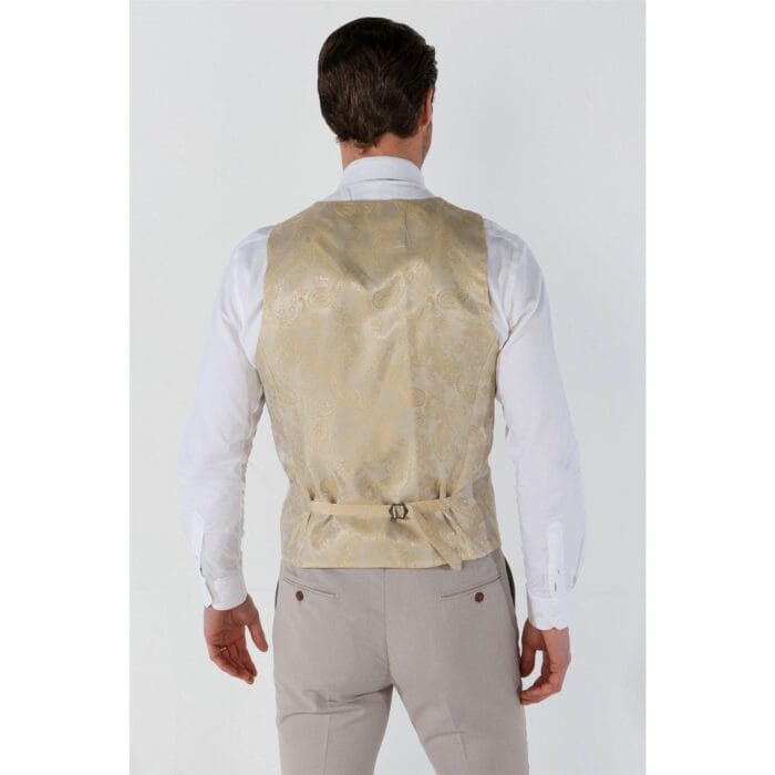 Traje de hombre de 3 piezas beige clásico ojo de pájaro boda de verano - Knighthood Store