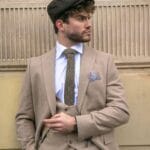 Costume 3 pièces en tweed pour homme, coupe croisée, couleur chêne fauve, coupe ajustée, mariage - Knighthood Store