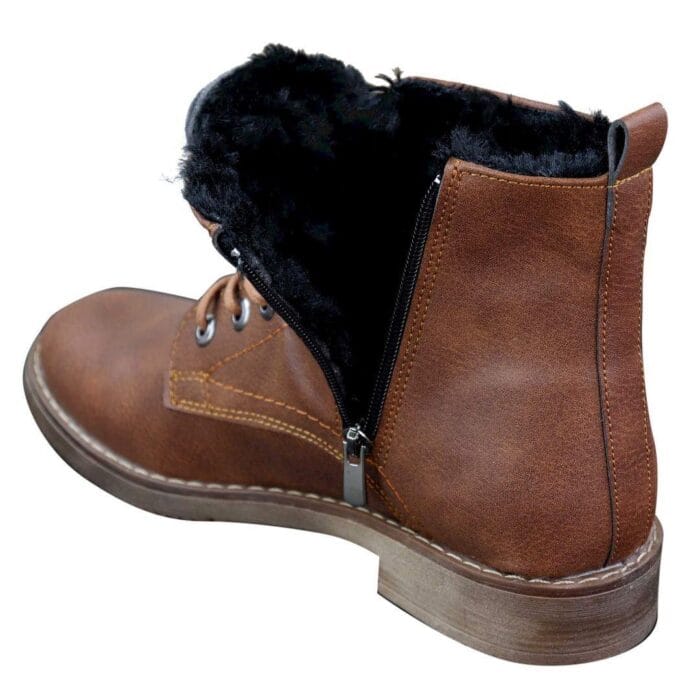 Stivaletti da uomo con lacci e cerniera, foderati in pile di pelliccia, caldi, casual, da trekking, militari - Knighthood Store