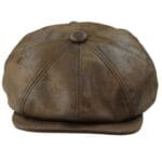 Mens 8 Panel Razor Baker Boy Hat PU Leather Blinders Newsboy Flat Cap Black Brown - Knighthood Store