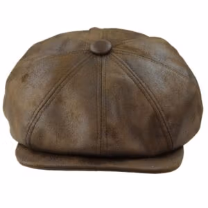 Mens 8 Panel Razor Baker Boy Hat PU Leather Blinders Newsboy Flat Cap Black Brown - Knighthood Store