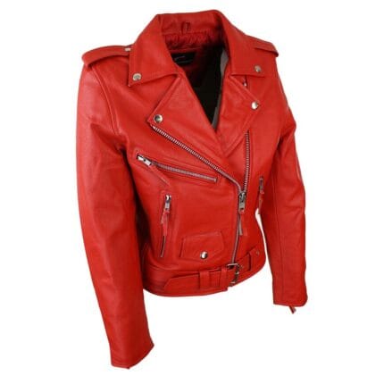 Klassische Brando-Biker-Motorradjacke aus Leder für Damen – Knighthood Store