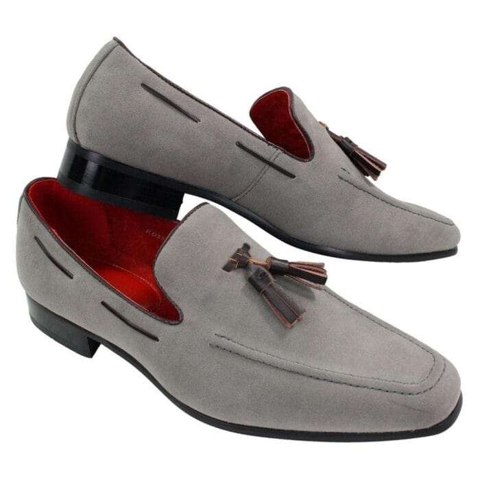 Mocassini da uomo in pelle scamosciata, scarpe da guida slip-on con nappe, eleganti e casual - Knighthood Store