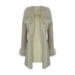 Veste 3/4 longue en peau de mouton véritable et daim de Toscane crème pour femme - Knighthood Store