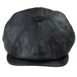 Mens 8 Panel Razor Baker Boy Hat PU Leather Blinders Newsboy Flat Cap Black Brown - Knighthood Store