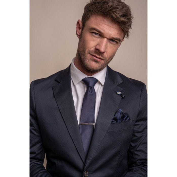 Traje azul marino de dos piezas para hombre, de algodón ligero - Knighthood Store