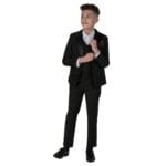 Completo da cerimonia per ragazzi, 3 pezzi, smoking classico in raso nero - Knighthood Store