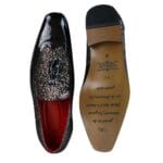 Scarpe eleganti da uomo con nappe lucide, da festa, in pelle verniciata, rosso argento, nero oro - Knighthood Store