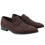 Mocassini da uomo, scarpe eleganti eleganti in pelle scamosciata, foderate, senza lacci, nere e marroni - Knighthood Store