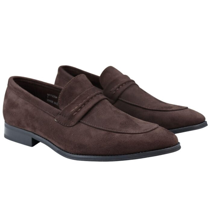 Mocassini da uomo, scarpe eleganti eleganti in pelle scamosciata, foderate, senza lacci, nere e marroni - Knighthood Store