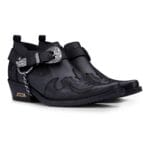 Mens Genuine Leather Western Shoes Croc Snake Pattern Metal Chain Belt Cuban Heel Dancing - Knighthood Store