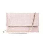 Womens Real Leather Hide Clutch Shoulder Bag Metal Chain Cross Body Textured - Knighthood Store