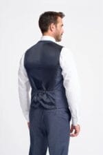 Men's Waistcoat Navy Check Tailored Fit Vest - Image 2