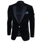 Mens Soft Velvet 1 Button Dinner Jacket Tuxedo Blazer Smart Casual Tailored Fit - Knighthood Store