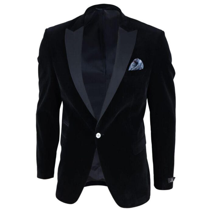 Mens Soft Velvet 1 Button Dinner Jacket Tuxedo Blazer Smart Casual Tailored Fit - Knighthood Store