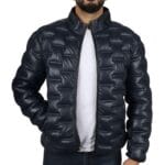 Giacca trapuntata in vera pelle da uomo, casual, lunghezza vita - Knighthood Store
