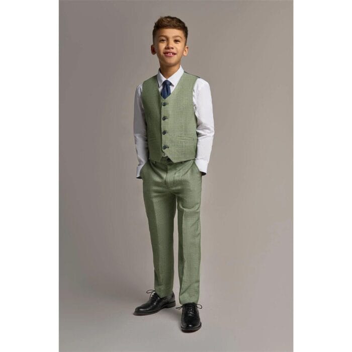 Completo da uomo in tweed a quadri verde salvia, 3 pezzi, su misura, per matrimonio - Knighthood Store