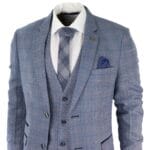 Abito da uomo a 3 pezzi, in lana a quadri blu cielo, Marc Darcy, su misura, per matrimonio e ballo di fine anno, Harry - Knighthood Store