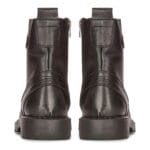 Mens Black Leather Motorcycle Boots Western Rock Punk Laced Ankle Boot Military - Knighthood Store