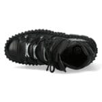 New Rock Boots Punk WALL106-S13 Metallic Black Leather Platform Ankle Shoes - Knighthood Store