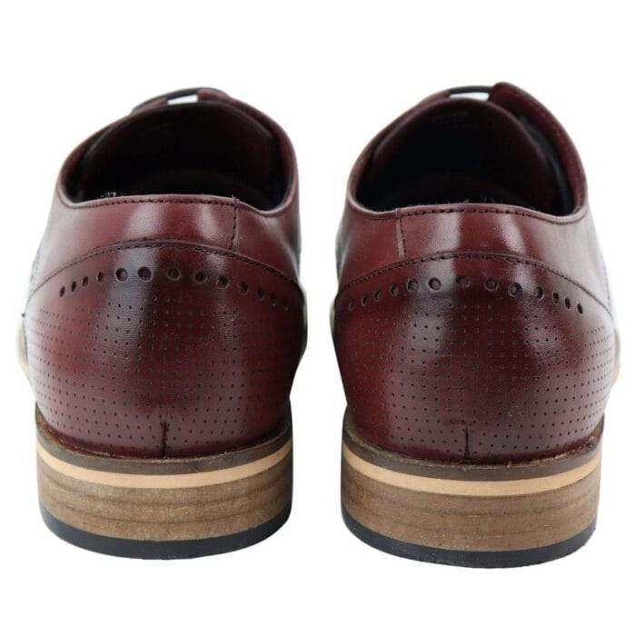 Zapatos casuales elegantes de cuero auténtico para hombre, para oficina, boda, con cordones, estilo brogue sencillo - Knighthood Store