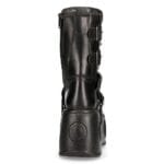 New Rock 373-S2 Metallic Black Leather Neptuno Platform Gothic Boots Buckle - Knighthood Store