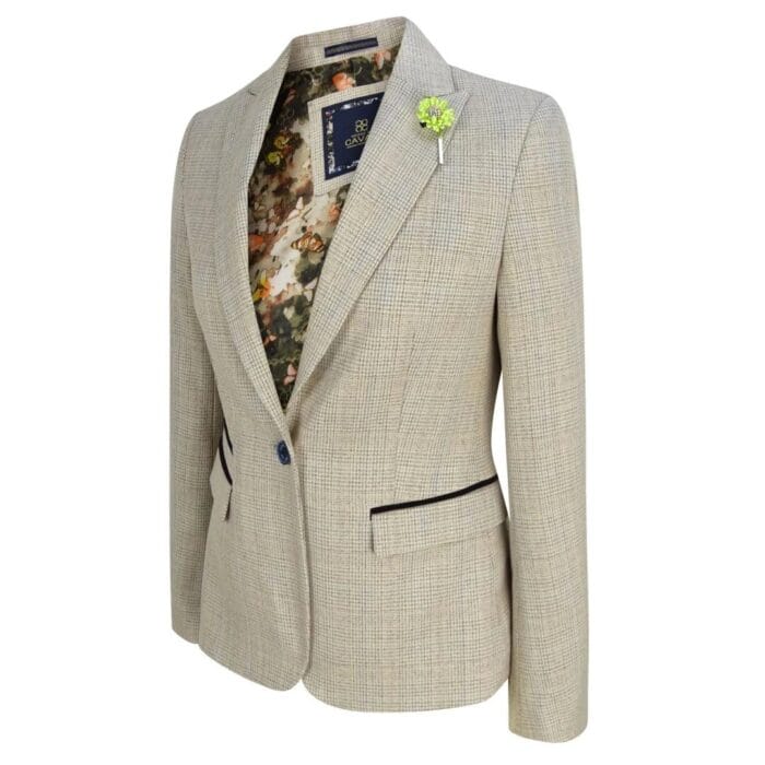 Blazer classico Peaky Blinders in tweed a spina di pesce, nero crema, vestibilità su misura, da donna - Knighthood Store