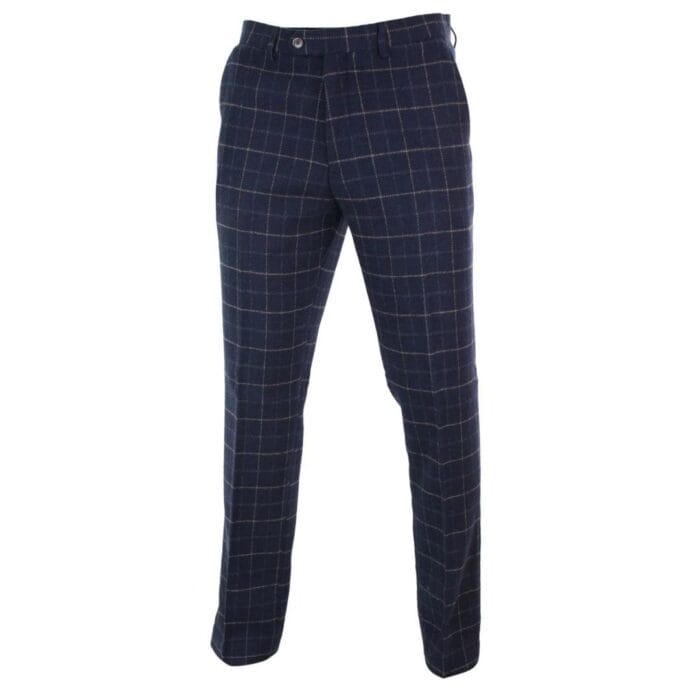 Pantaloni da uomo a spina di pesce in tweed a quadri, in lana, vintage, classici, retrò - Knighthood Store