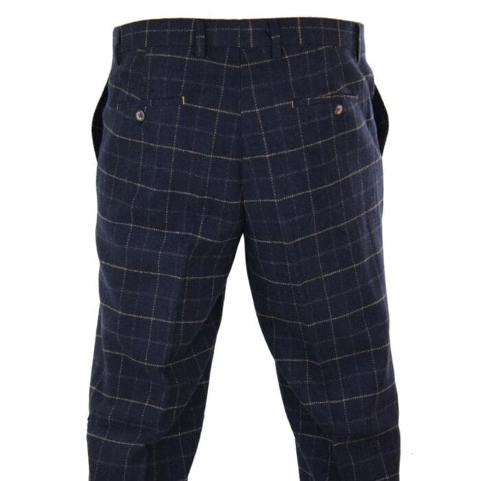 Pantaloni da uomo a spina di pesce in tweed a quadri, in lana, vintage, classici, retrò - Knighthood Store