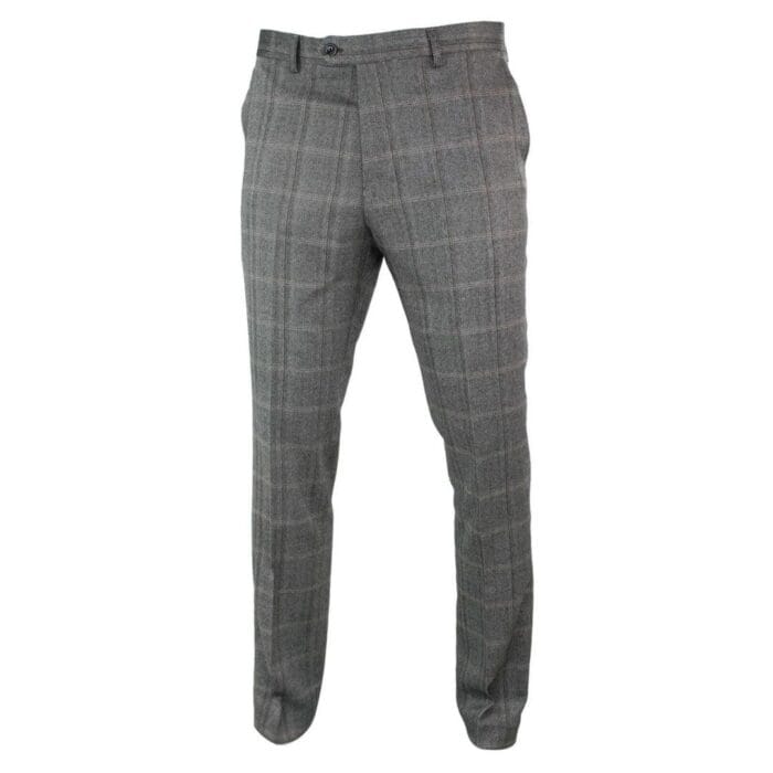 Pantaloni da uomo a spina di pesce in tweed a quadri, in lana, vintage, classici, retrò - Knighthood Store