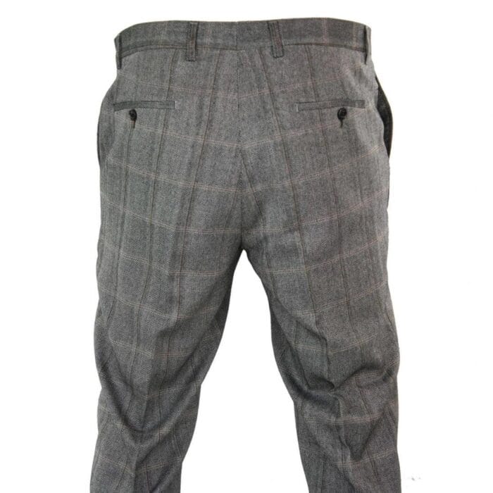 Pantaloni da uomo a spina di pesce in tweed a quadri, in lana, vintage, classici, retrò - Knighthood Store