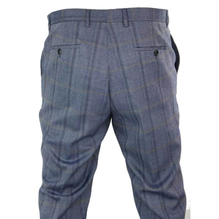 Pantaloni da uomo a spina di pesce in tweed a quadri, in lana, vintage, classici, retrò - Knighthood Store