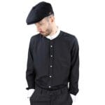 Camicia a spina di pesce Peaky Blinders da uomo con colletto staccabile e bottoni penny senza colletto - Knighthood Store