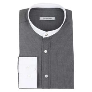 Camicia a pois da uomo Peaky Blinders con colletto rimovibile, bottoni penny, stile Nehru, senza colletto - Knighthood Store