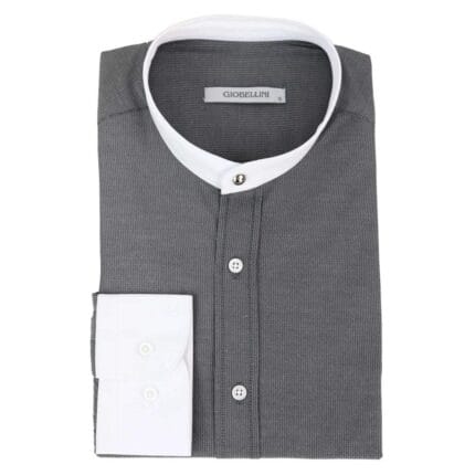 Camicia a pois da uomo Peaky Blinders con colletto rimovibile, bottoni penny, stile Nehru, senza colletto - Knighthood Store