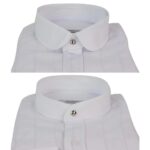 Mens Peaky Blinders Shirt Removable Collar Penny Button Check Nehru Collarless - Knighthood Store