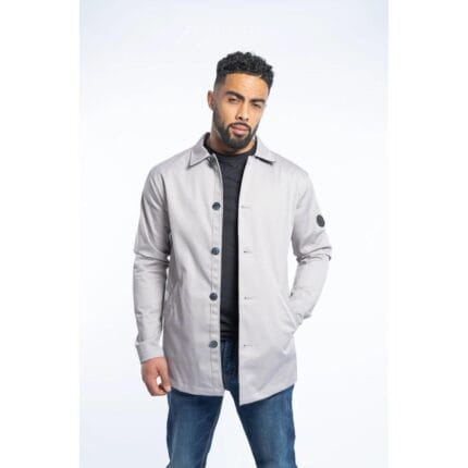 Mens Mid Length Overcoat Jacket Light Weight Smart Casual Beige Navy Mac - Knighthood Store