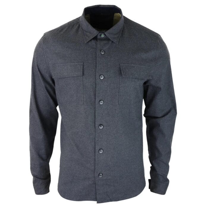 Camisa informal elegante para hombre, gris, azul marino, corte holgado, clásica, con botones y bolsillos - Knighthood Store