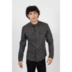 Camisa informal elegante para hombre, gris, azul marino, corte holgado, clásica, con botones y bolsillos - Knighthood Store