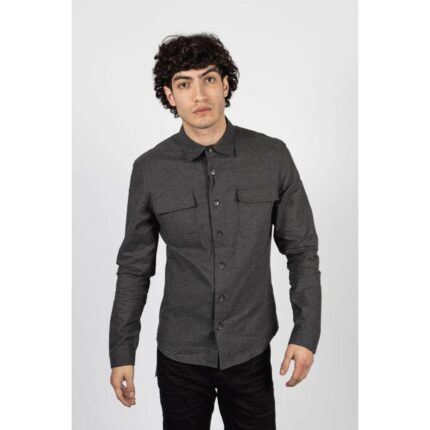 Mens Smart Casual Over Shirt Grey Navy Relaxed Fit Classic Button Down Pockets - Knighthood Store