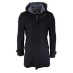 Herren 3/4 Langer Mantel Jacke Mantel Abnehmbare Kapuze Smart Casual Winter Warme Wolle - Knighthood Store