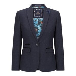 Ladies Tweed Navy Check Blazer Wool Classic Hunting Jacket Vintage 1920s Retro - Knighthood Store