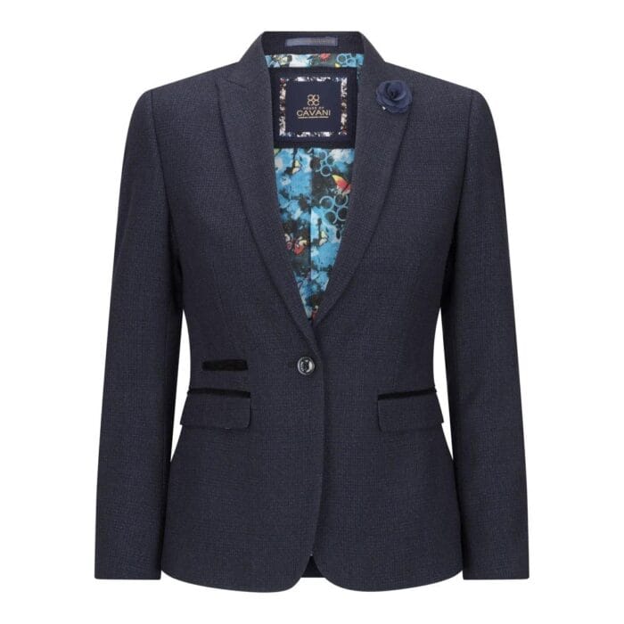 Giacca da caccia classica in lana con blazer a quadri blu navy in tweed da donna, stile vintage anni '20 - Knighthood Store