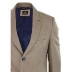 Herren Smart Casual 3/4 Wollmantel Jacke Fischgrätenmuster Tweed 3-Knopf-Mantel - Knighthood Store