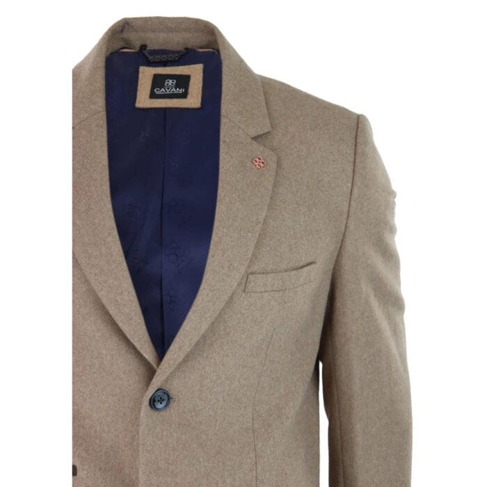 Mens Smart Casual 3/4 Wool Overcoat Jacket Herringbone Tweed 3 Button Coat - Knighthood Store