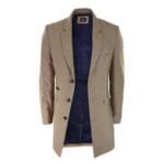Herren Smart Casual 3/4 Wollmantel Jacke Fischgrätenmuster Tweed 3-Knopf-Mantel - Knighthood Store