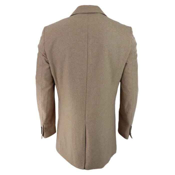 Mens Smart Casual 3/4 Wool Overcoat Jacket Herringbone Tweed 3 Button Coat - Knighthood Store