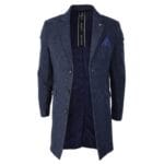 Herren Smart Casual 3/4 Wollmantel Jacke Fischgrätenmuster Tweed 3-Knopf-Mantel - Knighthood Store
