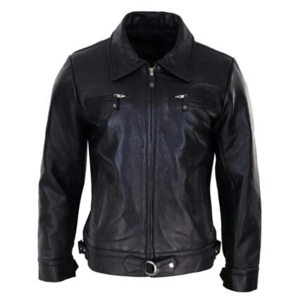 Mens Vintage Black Brown Zip Box Jacket Classic Vintage Car Coat Retro - Knighthood Store
